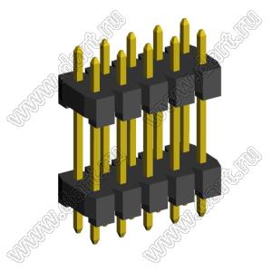 2208DI-10G-2400 (2x5) вилка открытая прямая двухрядная с двойным изолятором на плату для монтажа в отверстия, шаг 2,00 x 2,00 мм, А=2мм, В=18мм, С=4мм, 2х5 конт.