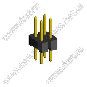 2208S-04G-H15 (PLD2-04) вилка прямая двухрядная, шаг 2,0 мм, 2х2 конт.
