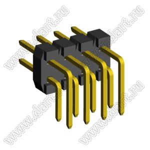 2208R-08G (PLD2-08R) вилка угловая двухрядная, шаг 2,0 мм, 2х4 конт.