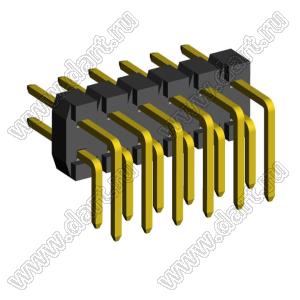 2208R-12G (PLD2-12R) вилка угловая двухрядная, шаг 2,0 мм, 2х6 конт.