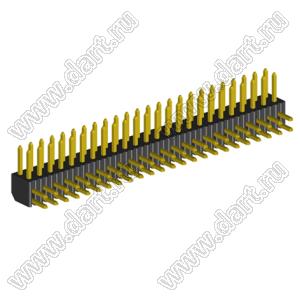 2204R-48G (2x24) вилка открытая угловая двухрядная на плату с увеличенным изолятором для монтажа в отверстия, шаг 2,00 x 2,00 мм, 48 конт.