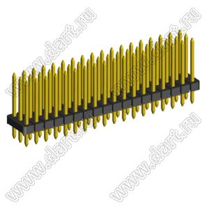 2203P-054G-H15-125 вилка открытая прямая трехрядная на плату для монтажа в отверстия; шаг 2,00 x 2,00 мм; (3x18) конт.