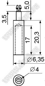 PCLS-25 фиксатор платы с защелкой в плату; dп=2,2мм; s=1,6мм; нейлон-66 (UL); натуральный