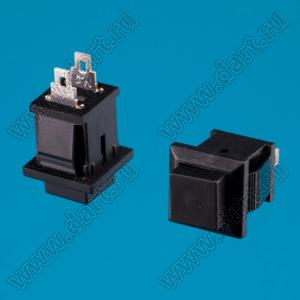 PB-02TFK (DS-431K) CLOSE переключатель кнопочный без фиксации ON-(OFF), 15х15мм, крепление защелка, нормально-замкнутые контакты, черный/черный