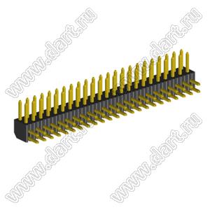 2204R-46G (2x23) вилка открытая угловая двухрядная на плату с увеличенным изолятором для монтажа в отверстия, шаг 2,00 x 2,00 мм, 46 конт.