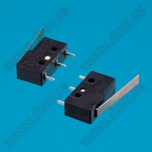 KW11-3Z-51DB5B (JL024-26, SM5-03P, 71024-23, FP-MX-13-D1) микропереключатель концевой в плату с рычагом 25мм; I max=5А