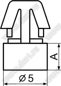 MC-3 фиксатор платы с защелкой; A=3,0мм; dп=4,0мм; s=1,6мм; нейлон-66 (UL); натуральный