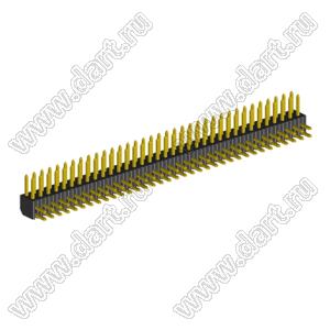 2204R-70G (2x35) вилка открытая угловая двухрядная на плату с увеличенным изолятором для монтажа в отверстия, шаг 2,00 x 2,00 мм, 70 конт.