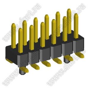 2208SM-12G-PG вилка SMD прямая двухрядная с направляющими в плату, шаг 2,0 мм, 2х6конт.