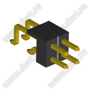 2208R-04G-SM-3262 (132012-202) вилка открытая угловая двухрядная на плату для поверхностного (SMD) монтажа; шаг 2,00 x 2,00 мм; (2x2) конт.