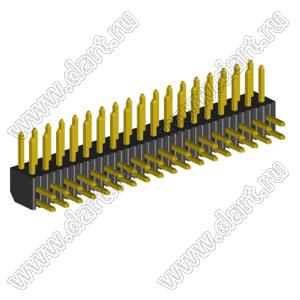 2204R-36G (2x18) вилка открытая угловая двухрядная на плату с увеличенным изолятором для монтажа в отверстия, шаг 2,00 x 2,00 мм, 36 конт.