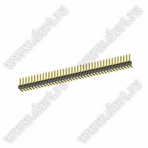 2211R-39G-LP (PLS-39R, DS1022-1x39-R) вилка открытая угловая низкопрофильная однорядная на плату для монтажа в отверстия; шаг 2,54мм; шаг 2,54мм; 39-конт.