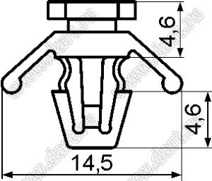 LASY-4.6 фиксатор платы с защелкой в шасси; d отв.=4,8мм; t=0,8...2,5мм; нейлон-66 (UL); натуральный