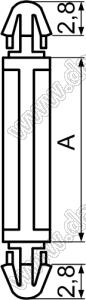 LCJ-15 фиксатор платы с двумя защелками; A=15,0мм; dп=3,0мм; s=1,2...1,7мм; d отв.=3,0мм; t=1,2...1,7мм; нейлон-66 (UL); натуральный