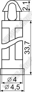 MAL-34 фиксатор платы с защелкой в плату; dп=3,0мм; нейлон-66 (UL); натуральный