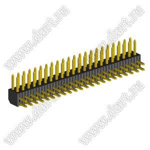 2204R-44G (2x22) вилка открытая угловая двухрядная на плату с увеличенным изолятором для монтажа в отверстия, шаг 2,00 x 2,00 мм, 44 конт.