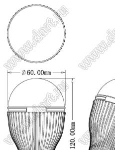 BL-BCZ27005CW лампа светодиодная; E27; Uп=95...265В (AC 50-60 Гц); P=5Вт; 5500...6500К; холодный белый; Q=140°; Φν=400лм; D=60мм; L=120мм; 48 шт. SMD3014