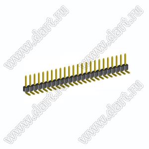 2211R-24G-LP (PLS-24R, DS1022-1x24-R) вилка открытая угловая низкопрофильная однорядная на плату для монтажа в отверстия; шаг 2,54мм; шаг 2,54мм; 24-конт.