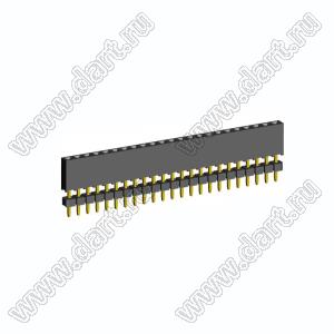 2209SDI-23G-935 розетка прямая однорядная с двойным изолятором (гнездо) на плату для монтажа в отверстия, шаг 2,00 мм А=3,8мм, В=9,35мм, 23 конт.