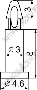 MAL-8 фиксатор платы с защелкой в плату; dп=3,0мм; нейлон-66 (UL); натуральный