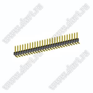 2211R-26G-LP (PLS-26R, DS1022-1x26-R) вилка открытая угловая низкопрофильная однорядная на плату для монтажа в отверстия; шаг 2,54мм; шаг 2,54мм; 26-конт.