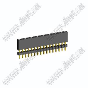 2209SDI-15G-935 розетка прямая однорядная с двойным изолятором (гнездо) на плату для монтажа в отверстия, шаг 2,00 мм А=3,8мм, В=9,35мм, 15 конт.