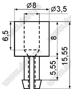 SSUL-8 фиксатор платы с защелкой в шасси; d отв.=3,5мм; t=5,5мм; нейлон-66 (UL); черный