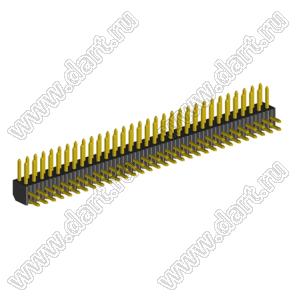 2204R-62G (2x31) вилка открытая угловая двухрядная на плату с увеличенным изолятором для монтажа в отверстия, шаг 2,00 x 2,00 мм, 62 конт.
