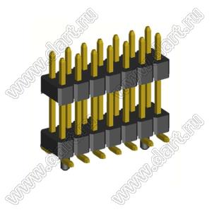 2208SMDI-14G-3090-PG вилка открытая прямая двухрядная приподнятая с направляющими на плату для поверхностного (SMD) монтажа; шаг 2,00 x 2,00 мм; (2x7) конт.