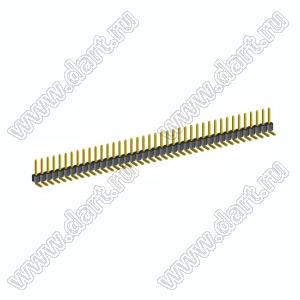 2211R-40G-LP (PLS-40R, DS1022-1x40-R) вилка открытая угловая низкопрофильная однорядная на плату для монтажа в отверстия; шаг 2,54мм; шаг 2,54мм; 40-конт.