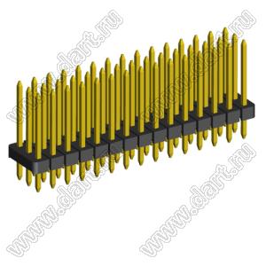2203P-045G-H15-125 вилка открытая прямая трехрядная на плату для монтажа в отверстия; шаг 2,00 x 2,00 мм; (3x15) конт.