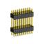 2206PBDI-020G-2148 вилка открытая прямая двухрядная с двойным изолятором на плату для монтажа в отверстия; 20-конт.; P=1,27x2,54мм