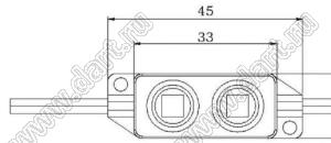 BL-LML505002G модуль светодиодный герметичный; 12В (DC); зеленый; P=0,48Вт; Φν=28-32лм; 2 шт. SMD5050; IP65; 45x15x6мм; Q=120°