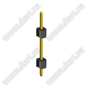2210DI-01G-1200 (PLH2-01) вилка открытая прямая с двойным изолятором однорядная на плату для монтажа в отверстия, шаг 2,00 мм, L=12,0 мм, 1 конт.