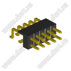 2208R-10G-SM-3262 вилка открытая угловая двухрядная на плату для поверхностного (SMD) монтажа; шаг 2,00 x 2,00 мм; (2x5) конт.