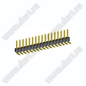 2211R-17G-LP (PLS-17R, DS1022-1x17-R) вилка открытая угловая низкопрофильная однорядная на плату для монтажа в отверстия; шаг 2,54мм; шаг 2,54мм; 17-конт.