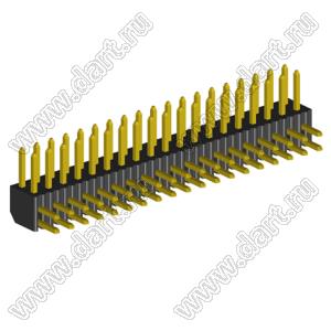 2204R-38G (2x19) вилка открытая угловая двухрядная на плату с увеличенным изолятором для монтажа в отверстия, шаг 2,00 x 2,00 мм, 38 конт.