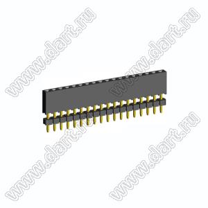 2209SDI-18G-935 розетка прямая однорядная с двойным изолятором (гнездо) на плату для монтажа в отверстия, шаг 2,00 мм А=3,8мм, В=9,35мм, 18 конт.