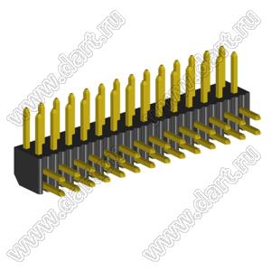 2204R-28G (2x14) вилка открытая угловая двухрядная на плату с увеличенным изолятором для монтажа в отверстия, шаг 2,00 x 2,00 мм, 28 конт.