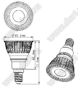 BL-SZE14001CW лампа светодиодная; Е14 (миньон); Uп=95...265В (AC 50/60 Гц); P=1Вт; 5500...6500К; холодный белый; Q=20...45°; Φν=75лм; D=49,6мм; L=73,8мм; 1 Вт эмиттер