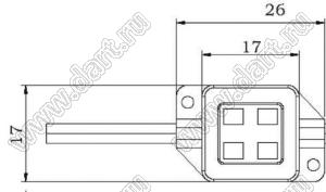 BL-LML352804R модуль светодиодный герметичный; 12В (DC); красный; P=0,48Вт; Φν=16-20лм; 4 шт. SMD3528; IP65; 26x17x5,6мм; Q=120°