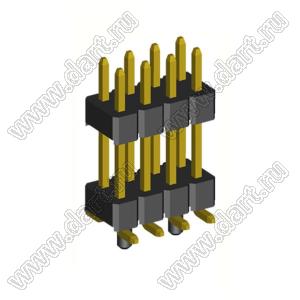 2208SMDI-08G-3090-PG вилка открытая прямая двухрядная приподнятая с направляющими на плату для поверхностного (SMD) монтажа; шаг 2,00 x 2,00 мм; (2x4) конт.