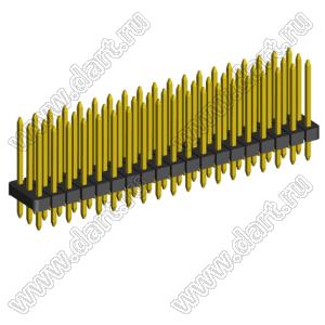 2203P-057G-H15-125 вилка открытая прямая трехрядная на плату для монтажа в отверстия; шаг 2,00 x 2,00 мм; (3x19) конт.