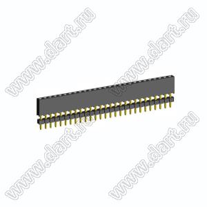 2209SDI-27G-935 розетка прямая однорядная с двойным изолятором (гнездо) на плату для монтажа в отверстия, шаг 2,00 мм А=3,8мм, В=9,35мм, 27 конт.