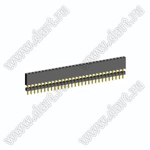 2209SDI-29G-935 розетка прямая однорядная с двойным изолятором (гнездо) на плату для монтажа в отверстия, шаг 2,00 мм А=3,8мм, В=9,35мм, 29 конт.