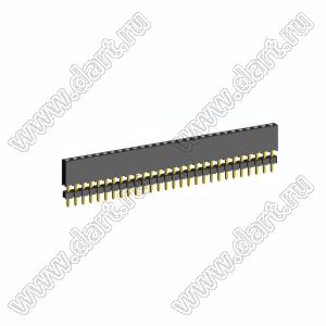 2209SDI-28G-935 розетка прямая однорядная с двойным изолятором (гнездо) на плату для монтажа в отверстия, шаг 2,00 мм А=3,8мм, В=9,35мм, 28 конт.