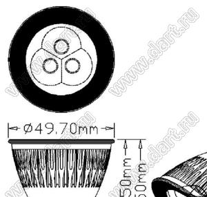 BL-SZFMR16030CW лампа светодиодная; MR16 (GU5,3); Uп=12...24В; P=3Вт; 5500...6500К; холодный белый; Q=20...45°; Φν=230лм; D=50мм; L=54,5мм; 3x1 Вт эмиттер