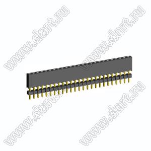 2209SDI-25G-935 розетка прямая однорядная с двойным изолятором (гнездо) на плату для монтажа в отверстия, шаг 2,00 мм А=3,8мм, В=9,35мм, 25 конт.