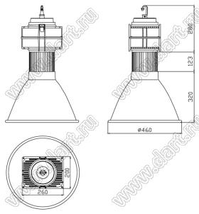 BL-2620GK460AL-100 Housing светильник индустриальный; 1 LED; P=100Вт; Uп=AC85...265В; 50/60Гц; белый (BLLED100W110LM/W-EPISTAR 45 mil)