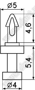 MASL-5.4 фиксатор платы с защелкой в плату; dп=2,0мм; s=2,4мм; нейлон-66 (UL); натуральный